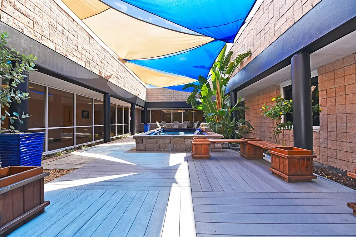 sleek office building lobby